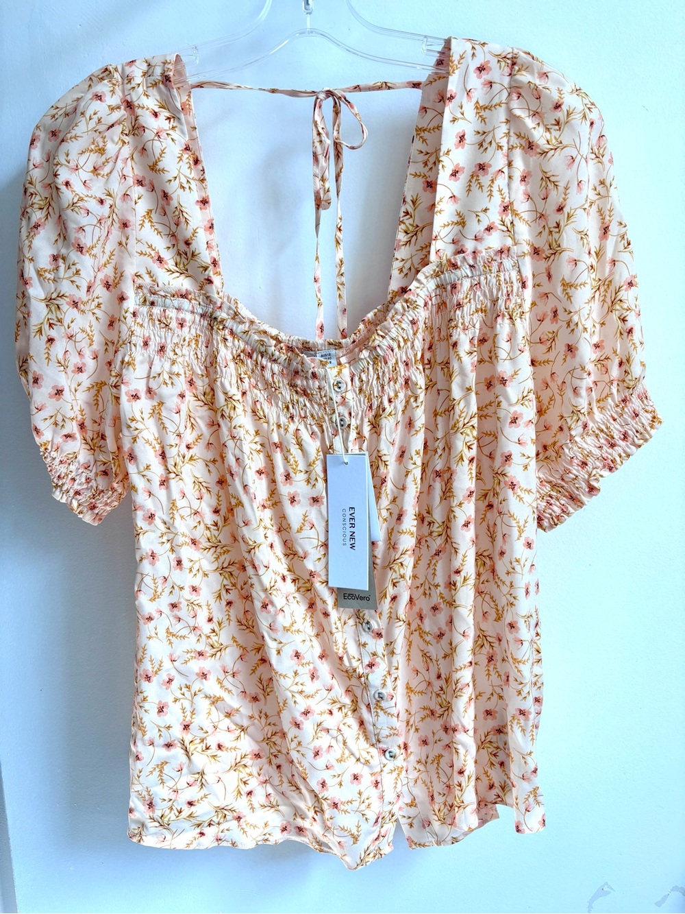 Ever New Floral Ditsy Smocked Peasant Blouse